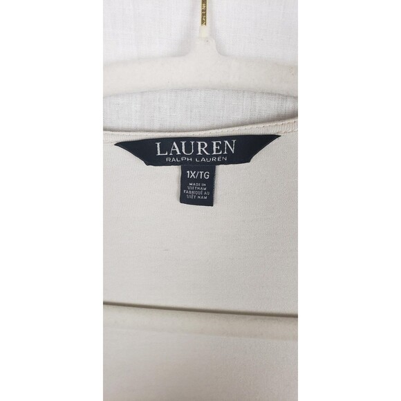 Lauren Ralph Lauren Blouse Top 1X Ivory Wrap Belted Stretch Casual Classy Work - Picture 3 of 7
